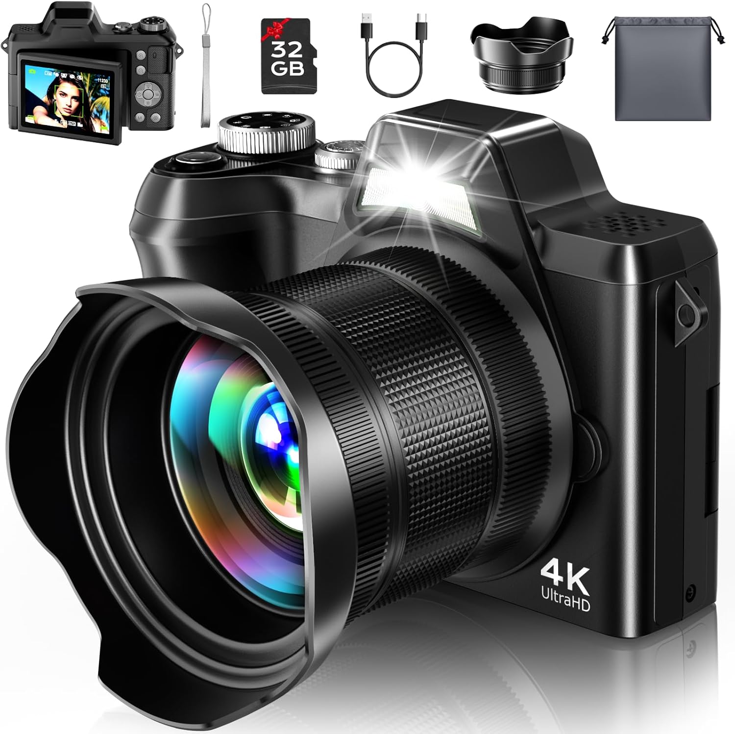 Photography Youtube - 4K 여행 사진 촬영용 디지털 카메라,