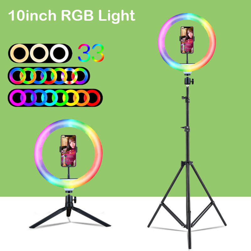 Photography Youtube - 10인치(26cm) RGB 링 라이트 삼각대 LED