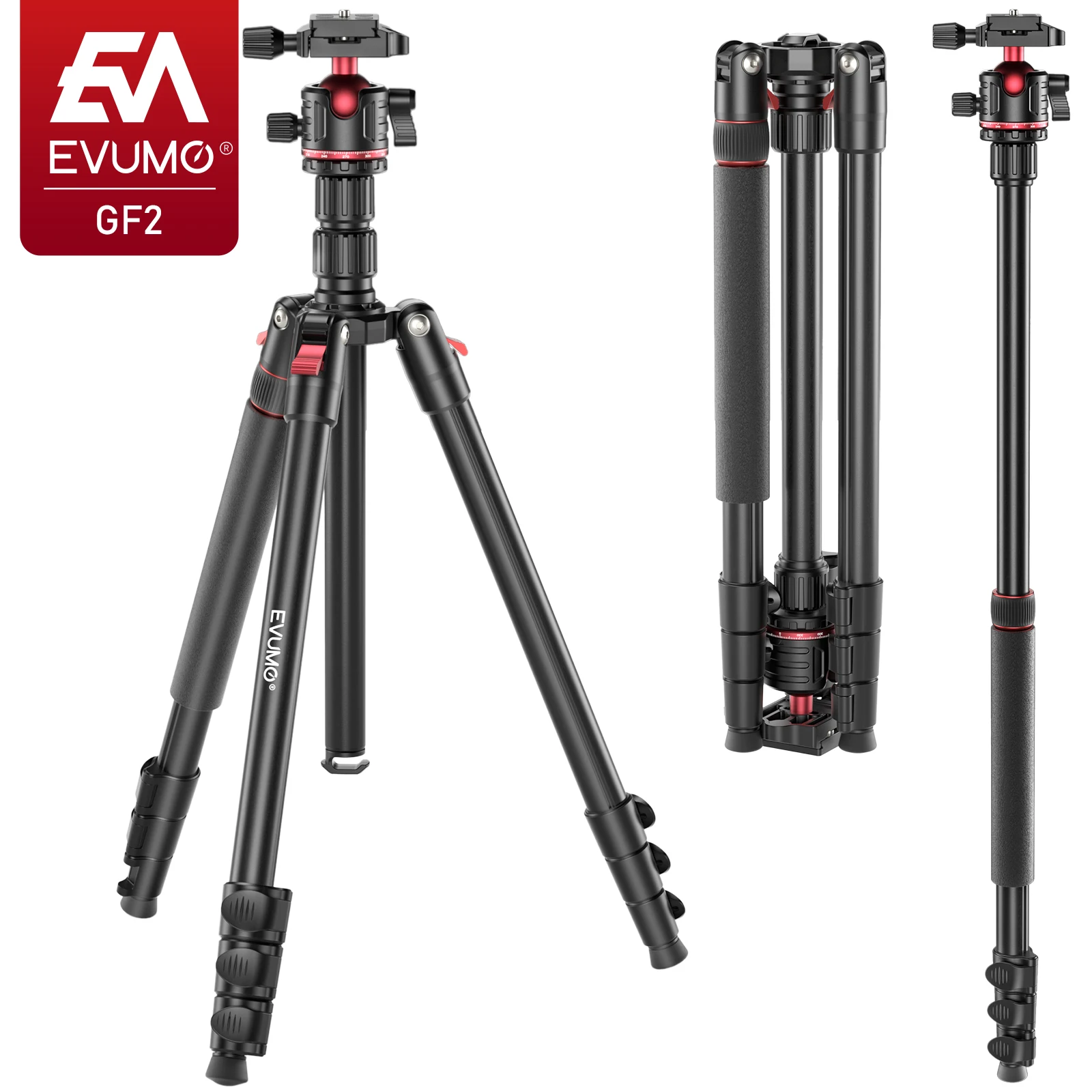 Camera Tripod Carbon - EVUMO GF2 여행용 삼각대 1.73M 알루미늄