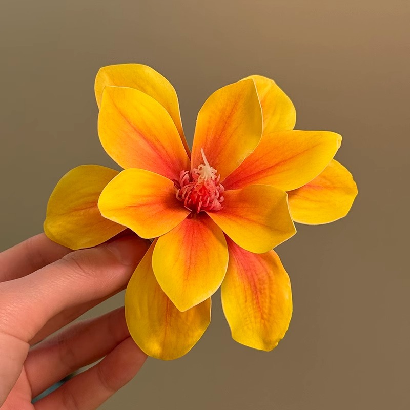 해변 휴가 스타일, 노란 꽃 머리핀, 여성 여행 사진, - Photography Yellow 리뷰 및 가격