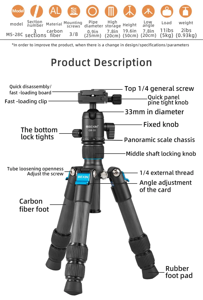미니 탄소 섬유 삼각대 DSLR 카메라 폰용 핸들 볼  - Camera Tripod Carbon 리뷰 및 가격
