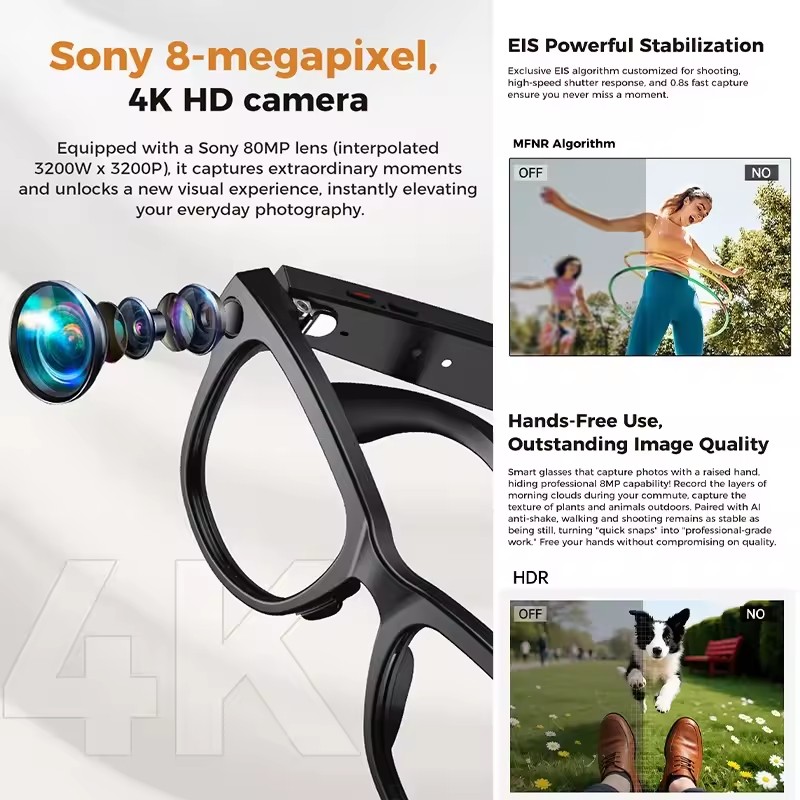 신제품 800W 4K HD 카메라 스마트 안경 남성용  - Photography With Ai 리뷰 및 가격