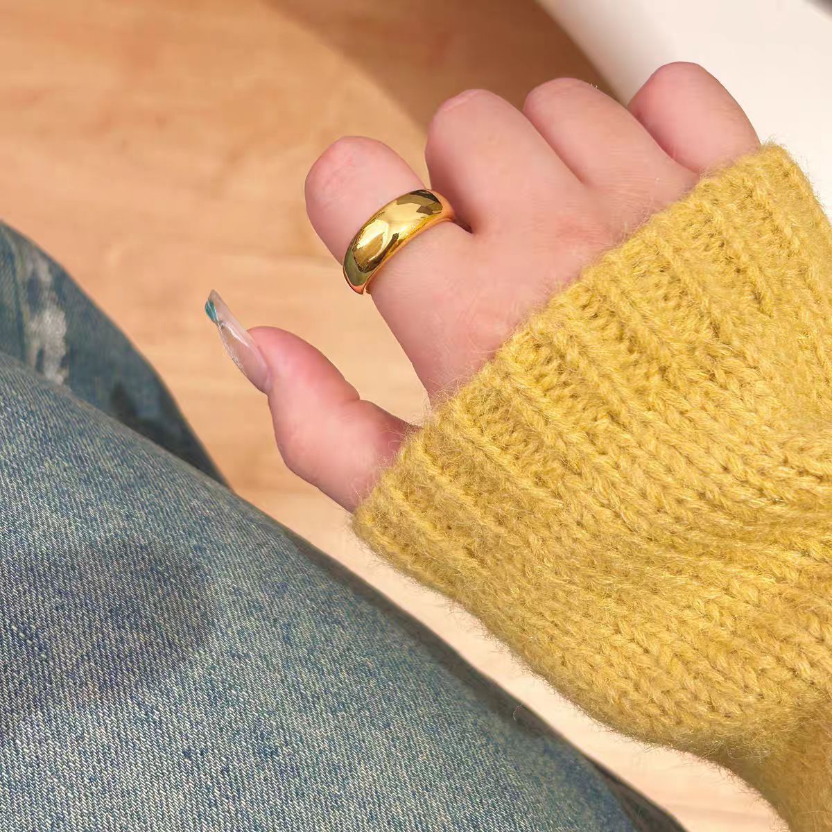AU999 24K 골드 여성용 빵 클로즈드 링 - 광택 - Photography Yellow 리뷰 및 가격